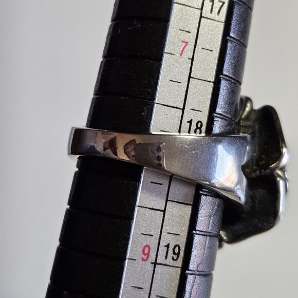 Spikes Stainless Steel Floral Rose Ring Size 8 Silver Tone Three Dimensional - Picture 6 of 12